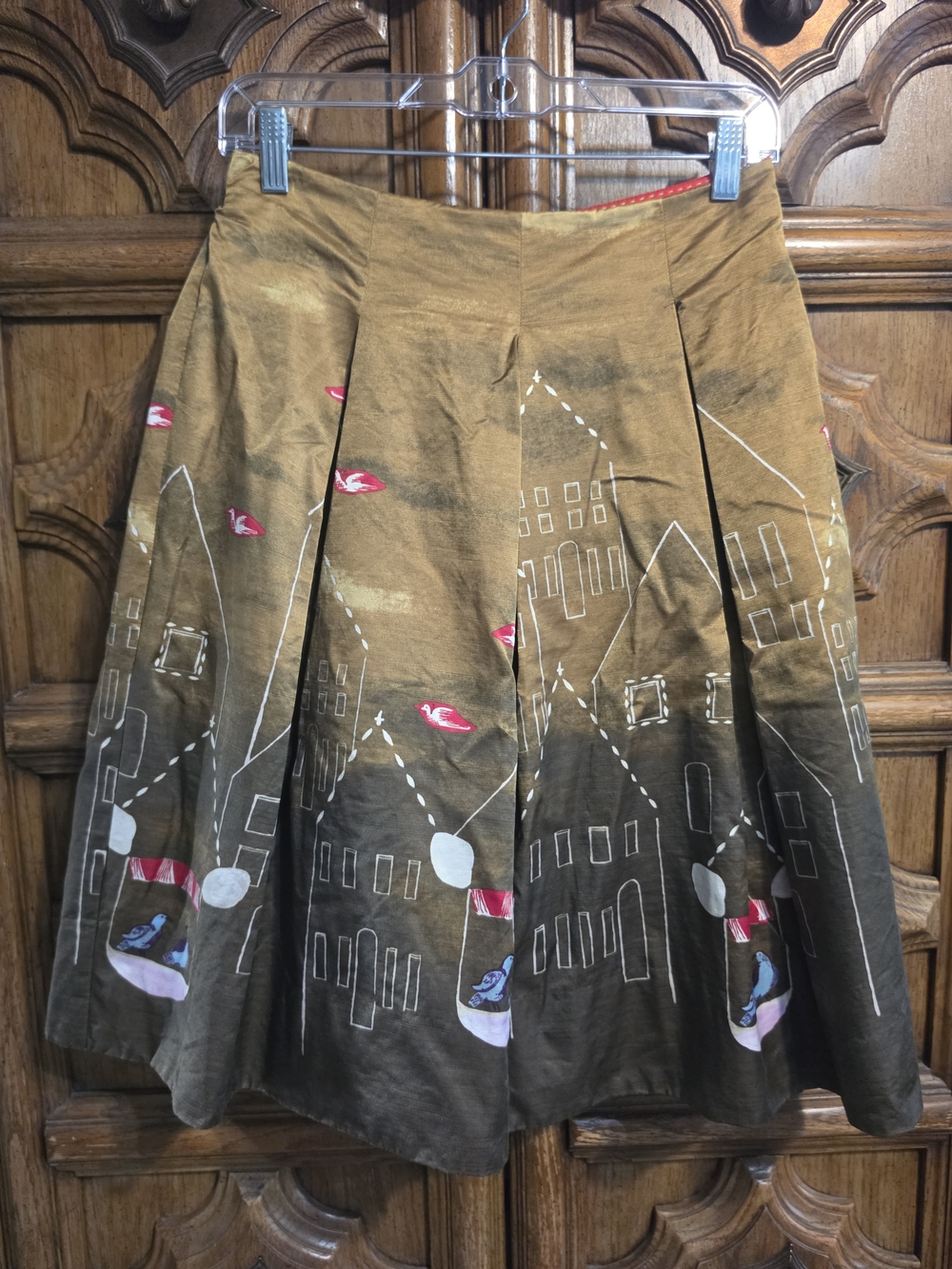 Maeve Brown Ombre Circle Skirt with Pink & Blue Accents